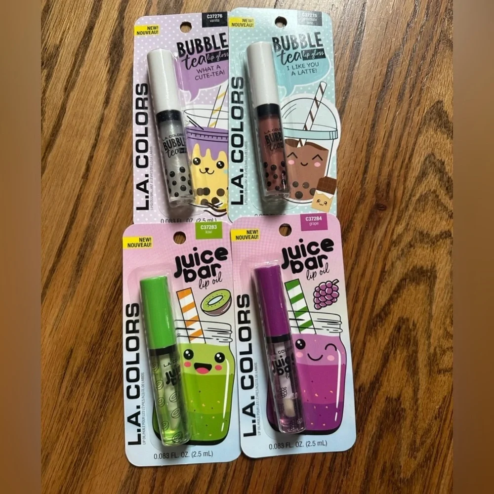 LA Colors Bubble Tea and Juice Bar Lip Oils & Glosses Set of 4